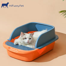 Load image into Gallery viewer, HiFuzzyPet Semi-Closed Top Cat Litter Tray, Kitty Toilet With Shovel