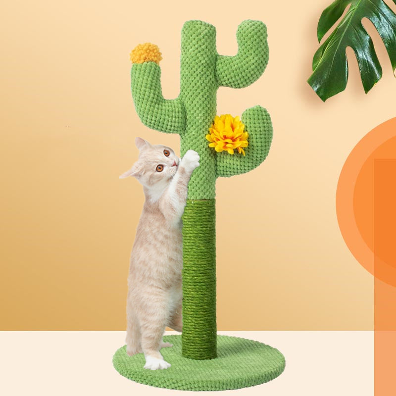 Cactus Cat Scratching Post,Green Kitten Poles With Natural Sisal Rope