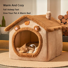 Load image into Gallery viewer, HiFuzzyPet Foldable Pet Cat Bed-House Shaped