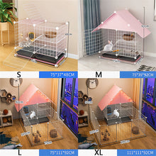 Load image into Gallery viewer, HiFuzzyPet Patchable Rabbit Cage with Ramp, 2-storey Bunny Cage with Playpen Indoor
