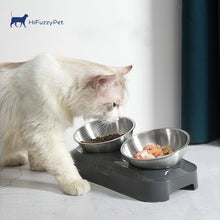 Load image into Gallery viewer, HiFuzzyPet Stainless Steel Elevated Cat Food Bowl