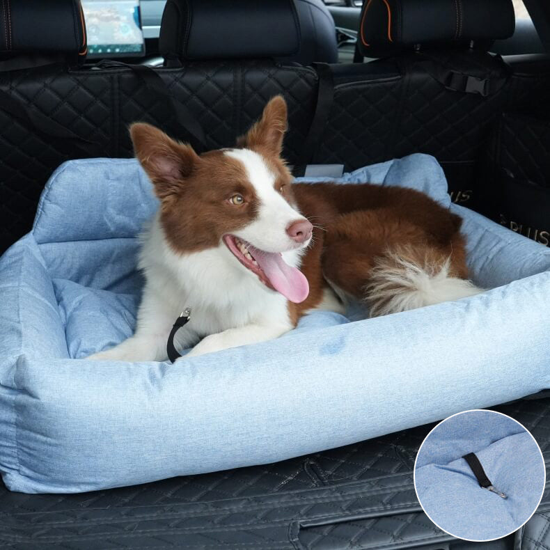 Large Travel Safety Dog Car Back Seat Bed with Seat Belt
