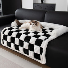 Load image into Gallery viewer, Cream Square Plaid Cozy Dog Bed Sofa Protector Cover
