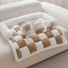 Load image into Gallery viewer, Cream Square Plaid Cozy Dog Bed Sofa Protector Cover
