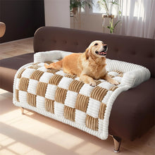 Load image into Gallery viewer, Cream Square Plaid Cozy Dog Bed Sofa Protector Cover

