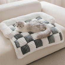 Load image into Gallery viewer, Cream Square Plaid Cozy Dog Bed Sofa Protector Cover
