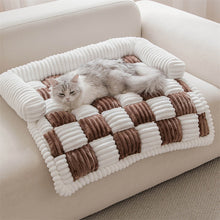 Load image into Gallery viewer, Cream Square Plaid Cozy Dog Bed Sofa Protector Cover
