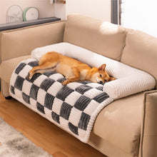 Load image into Gallery viewer, Cream Square Plaid Cozy Dog Bed Sofa Protector Cover
