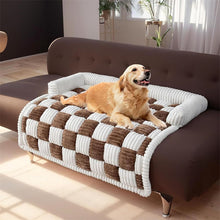 Load image into Gallery viewer, Cream Square Plaid Cozy Dog Bed Sofa Protector Cover
