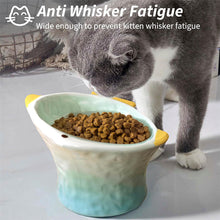 Load image into Gallery viewer, Cute Fish Shape Ceramic Raised Cat Bowls

