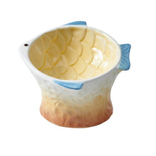 Load image into Gallery viewer, Cute Fish Shape Ceramic Raised Cat Bowls
