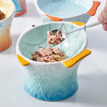 Load image into Gallery viewer, Cute Fish Shape Ceramic Raised Cat Bowls
