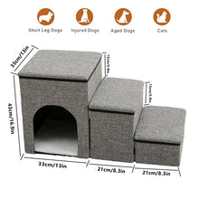 Load image into Gallery viewer, HiFuzzyPet Foldable Dog Stairs with Storage for Elderly Pets
