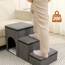 Load image into Gallery viewer, HiFuzzyPet Foldable Dog Stairs with Storage for Elderly Pets
