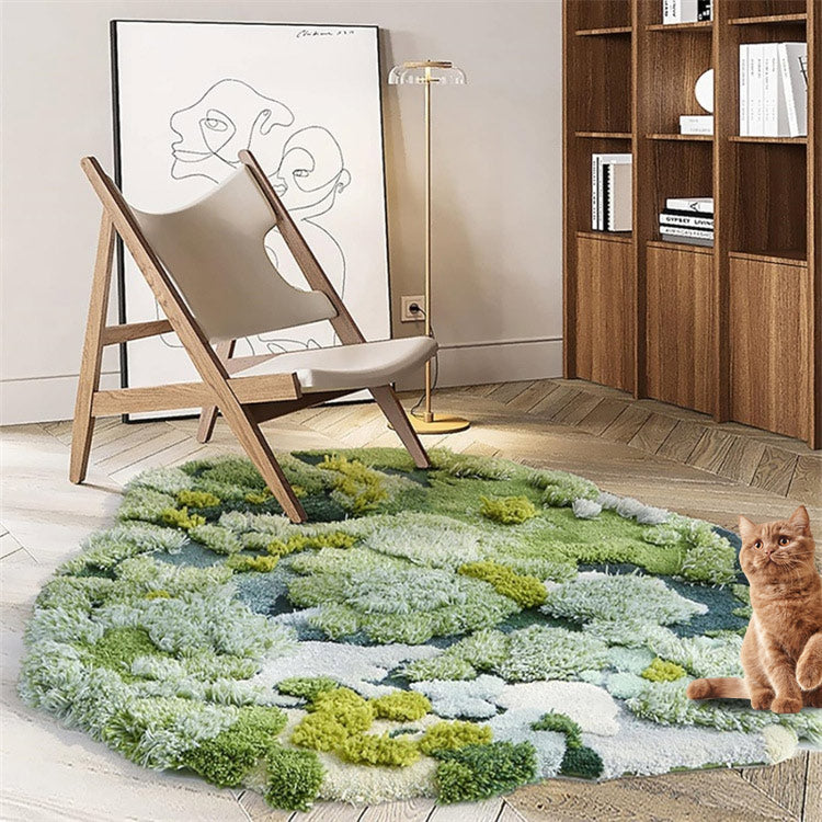3D Moss Rug Hand Tufted Wool Pet Rug for Living Room
