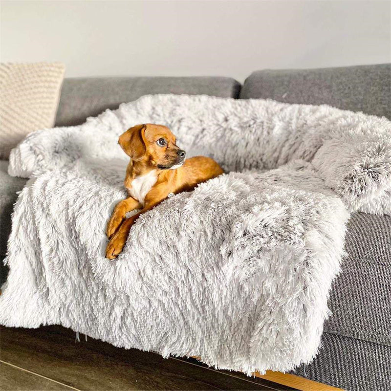 HiFuzzyPet Calming Sofa Dog bed with Removable Washable Cover, Plush Mat for Pet
