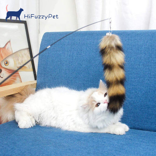 cat wand toy with fur tail