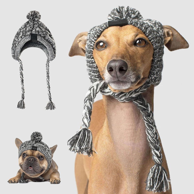 high-quality grey dog hat