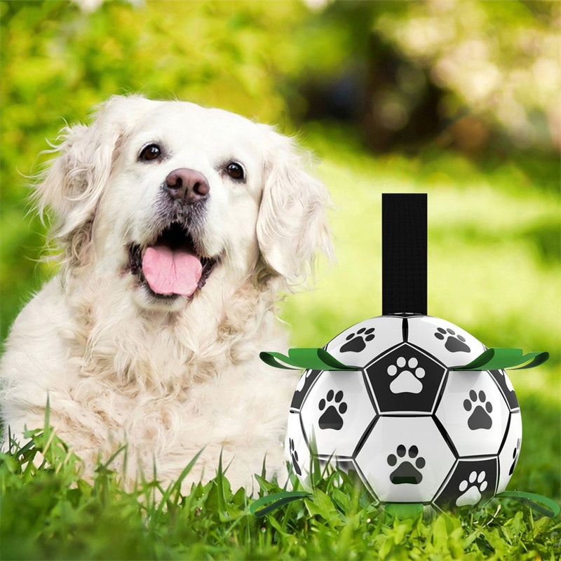Dog Toys Soccer Ball With Grab Tabs. Interactive Dog Toys For Tug