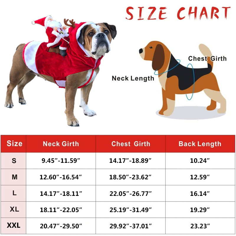 Dog Christmas Outfit size chart