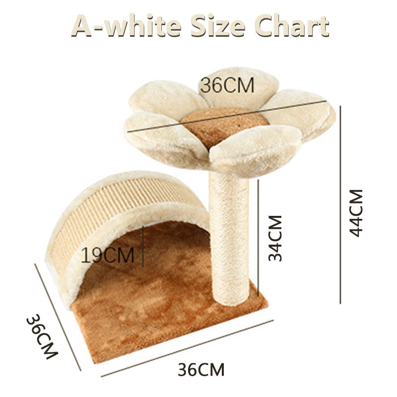 A-white flower cat tree size chart