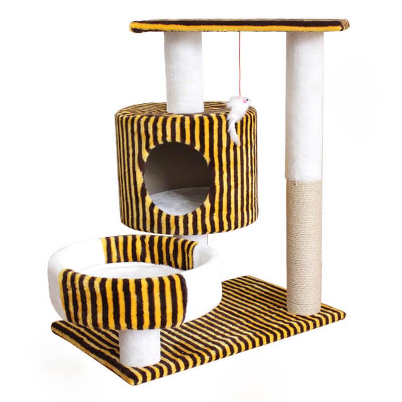 HiFuzzyPet Plush Cat Tree House with Sisal Scratching Posts