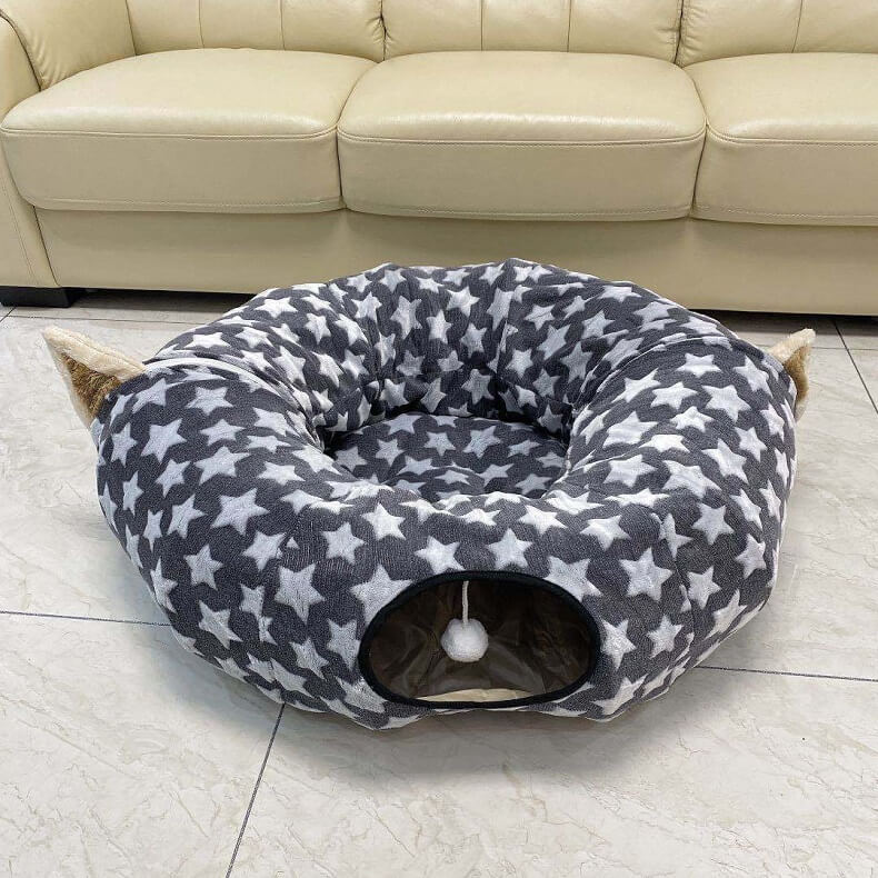 Foldable Cat Tunnel Toys with Central Mat
