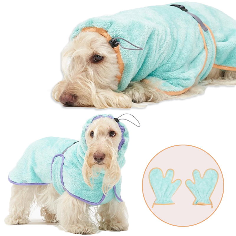  dog bathrobe towel keep pet warm
