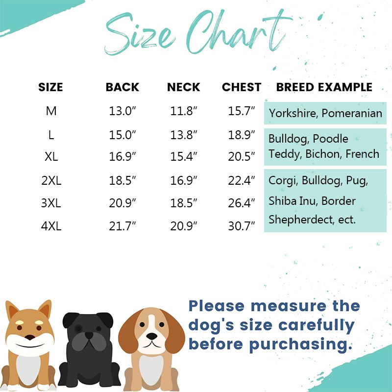 dog cooling vest  size chart