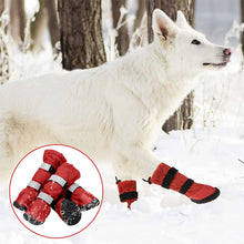 Load image into Gallery viewer, waterproof red dog boots for winter
