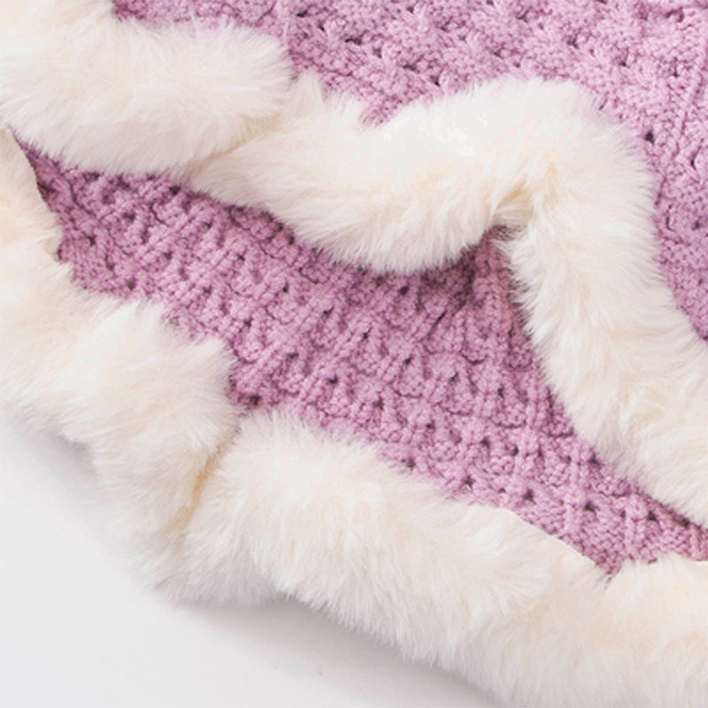 dog sweater dress with fluffy hemline