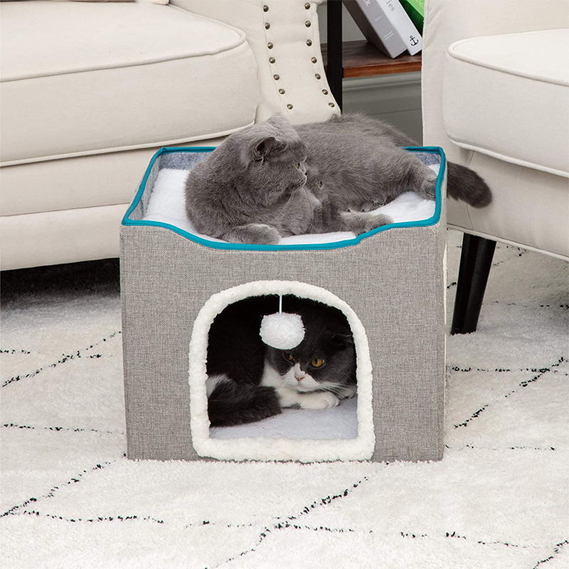 gery indoor cat bed house
