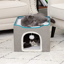 Load image into Gallery viewer, gery indoor cat bed house
