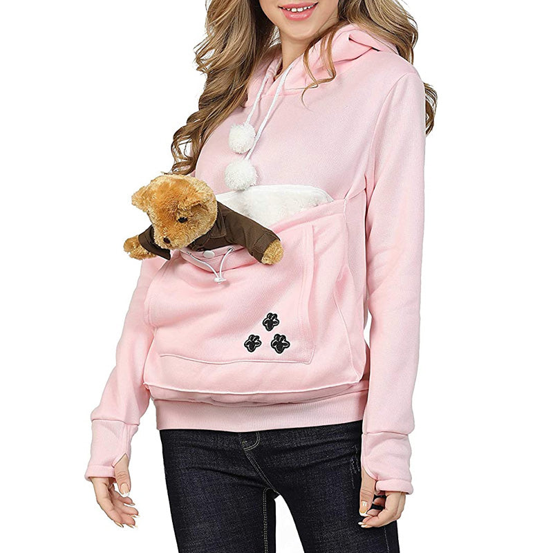 pink dog cat pouch hoodie