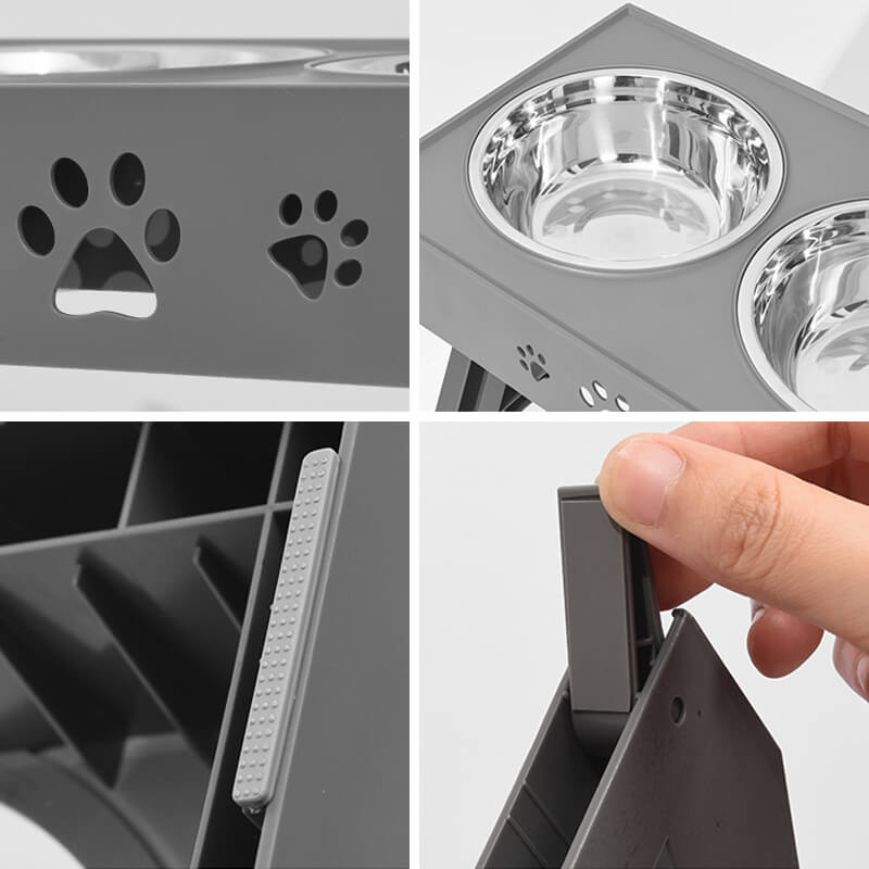 Elevated Dog Bowls Adjustable Raised Dog Bowl Stand Dog Feeding Station  Adjusts to 4 Heights for Small Medium Large Dogs and Pets 