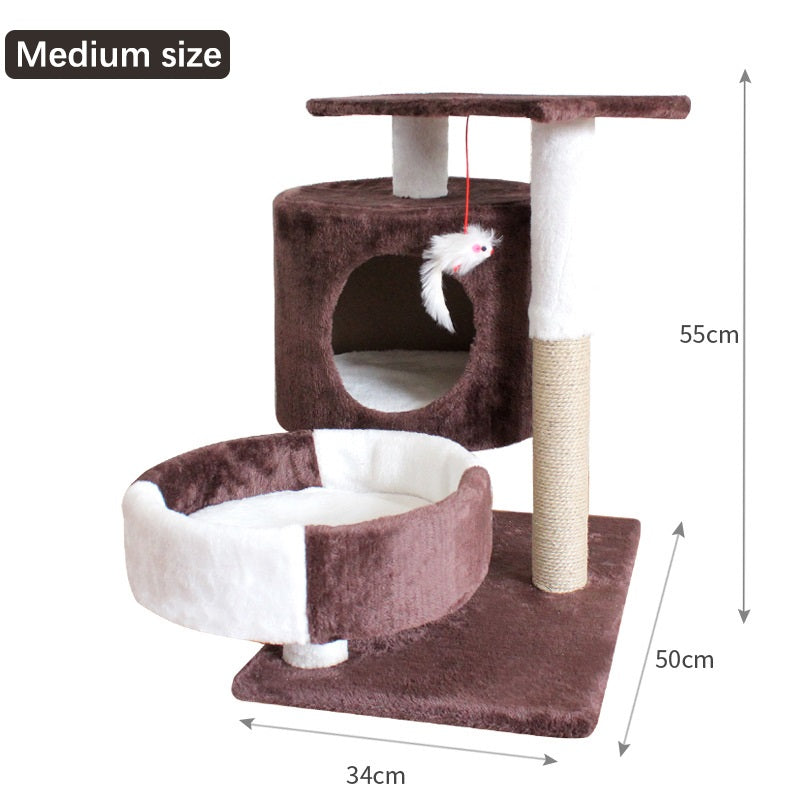 HiFuzzyPet Plush Cat Tree House with Sisal Scratching Posts