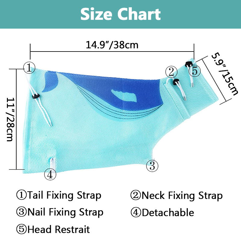 cat bathing bag size chart