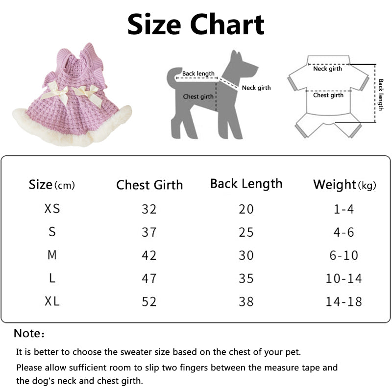 cute dog sweater size chart