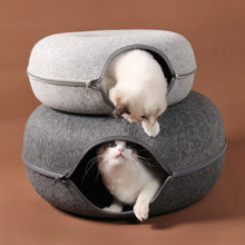 Load image into Gallery viewer, HiFuzzyPet Donut Shaped Felt Cat Cave Bed, Cat Tunnel Bed
