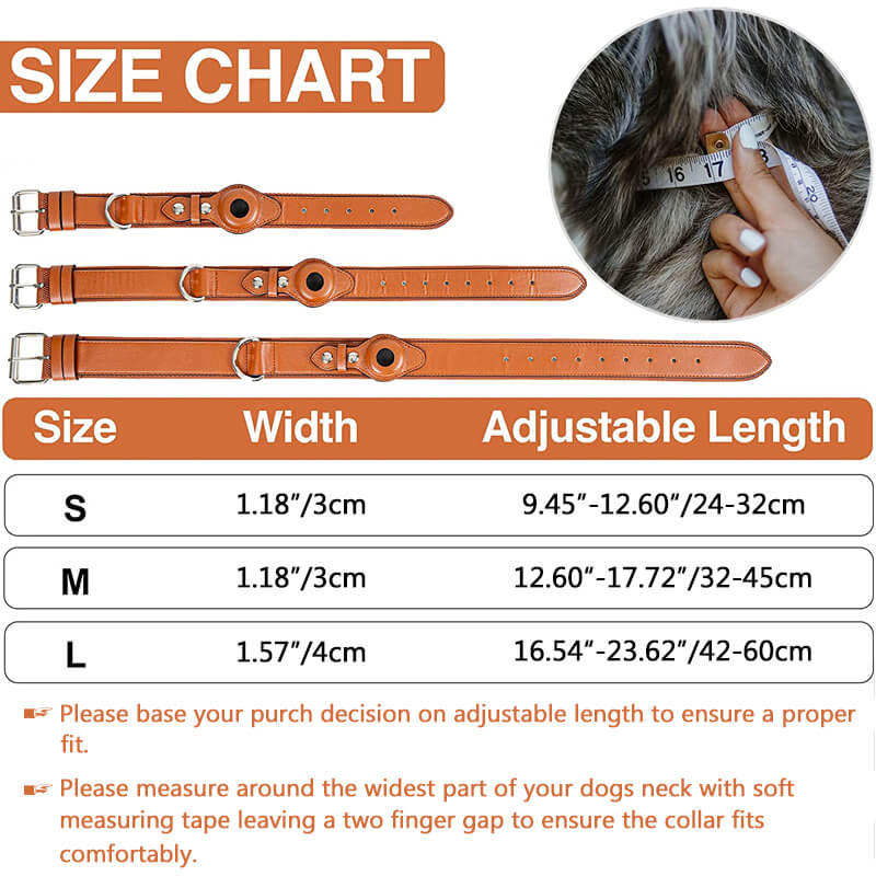 airtag dog collar size chart