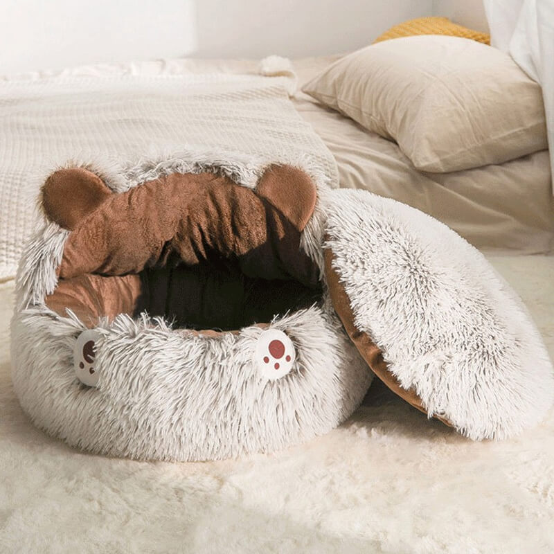 anti anxiety  brown bear cat bed