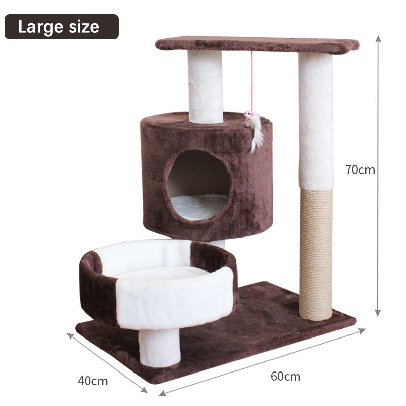 HiFuzzyPet Plush Cat Tree House with Sisal Scratching Posts