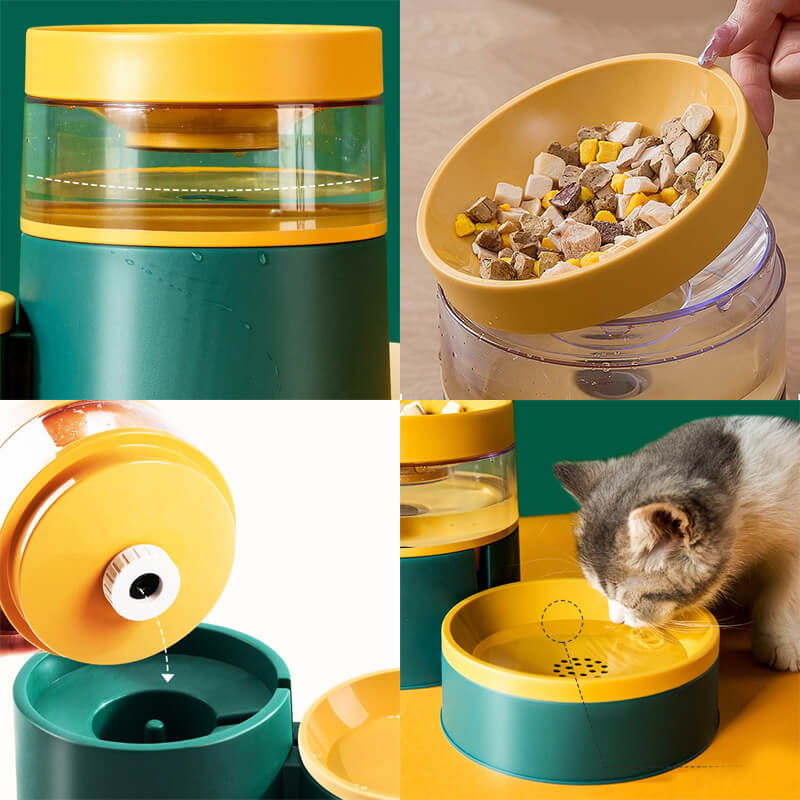 2 in 1 Cat Bowl Feeder and Water Bowl Set