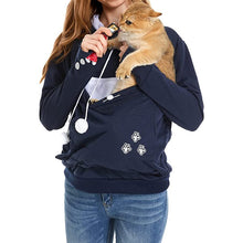 Load image into Gallery viewer, dark blue dog cat pouch hoodie

