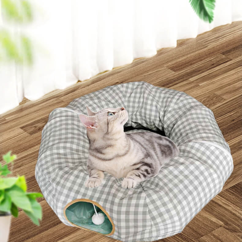 Foldable Cat Tunnel Toys with Central Mat