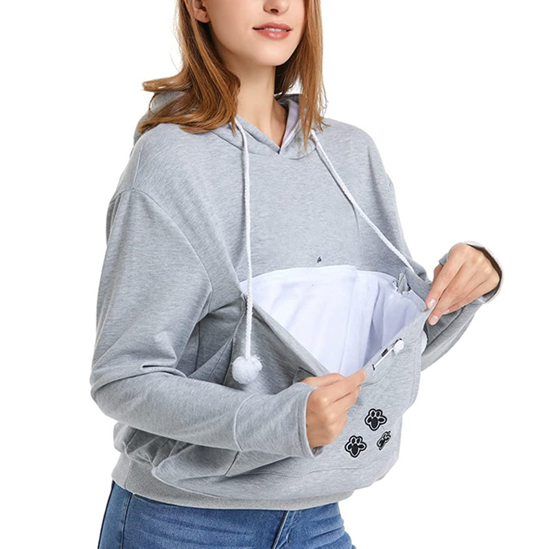 grey dog cat pouch hoodie