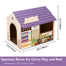 Load image into Gallery viewer, HiFuzzyPet Corrugated Cardboard Cat  House with Scratcher, Cat Play House
