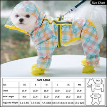 Load image into Gallery viewer, dog raincoat size chart
