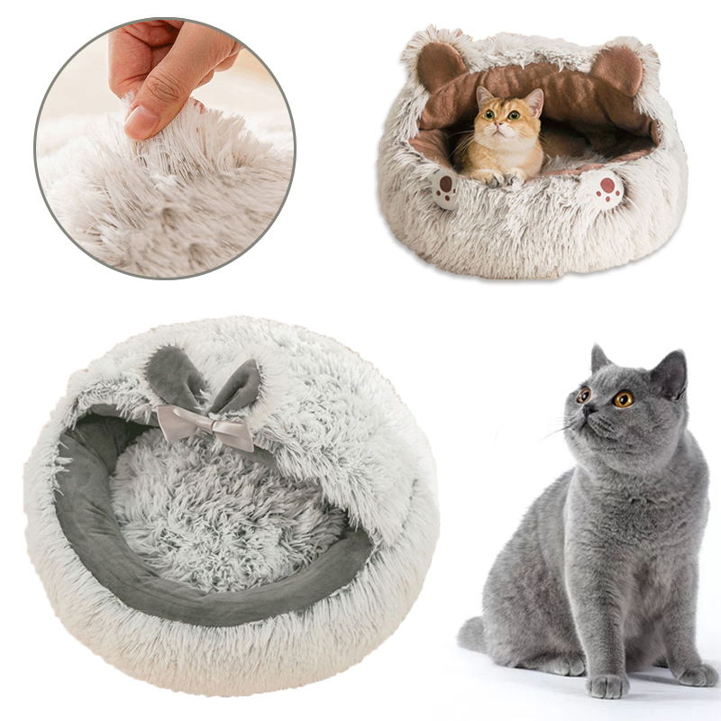 gery rabbit  cat bed keep warm