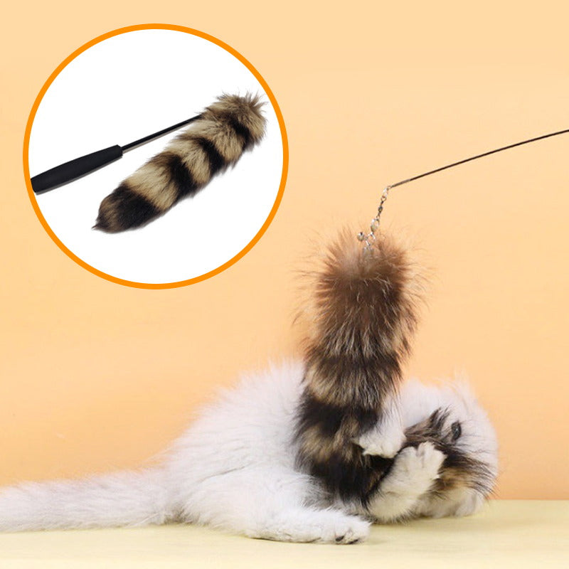 cat wand toy with fur tail